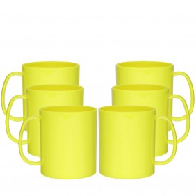 6 Canecas Plástico de Café Roder 380ml Amarelo