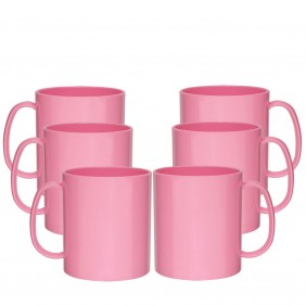 6 Canecas Plástico de Café Roder 380ml Rosa