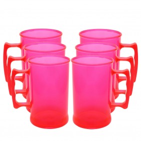 6 Canecos Acrílico de Chopp Roder 450ml Rosa Neon