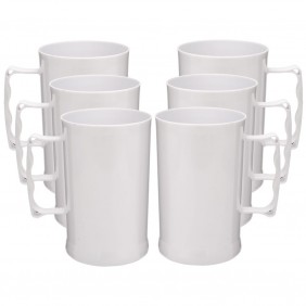 6 Canecos Plástico de Chopp Roder 450ml Branco