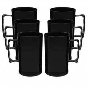 6 Canecos Plástico de Chopp Roder 450ml Preto