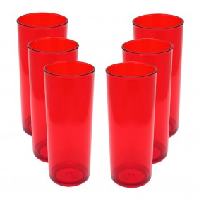 Kit 6 Copos Long Drink Roder 330 ml Vermelho Translúcido