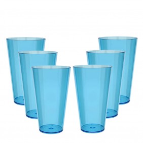 6 Copos Acrílico Caldereta Roder 500ml Azul Neon