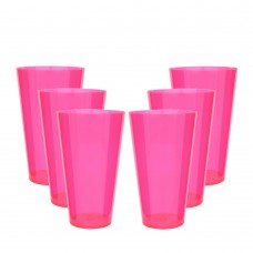 6 Copos Acrílico Caldereta Roder 500ml Rosa Neon