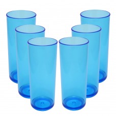 6 Copos Acrílico Long Drink Roder 330ml Azul Neon