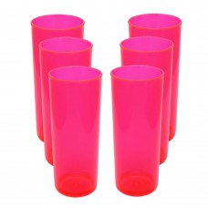 6 Copos Acrílico Long Drink Roder 330ml Rosa Neon