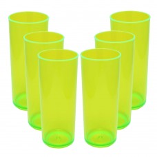 6 Copos Acrílico Long Drink Roder 330ml Verde Neon