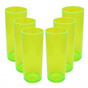 6 Copos Acrílico Long Drink Roder 330ml Verde Neon