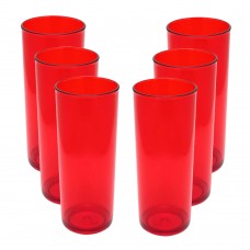 6 Copos Acrílico Long Drink Roder 330ml Vermelho Translúcido