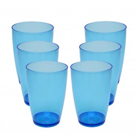 6 Copos Acrílico Multiuso Roder 330ml Azul Neon