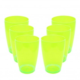 6 Copos Acrílico Multiuso Roder 330ml Verde Neon