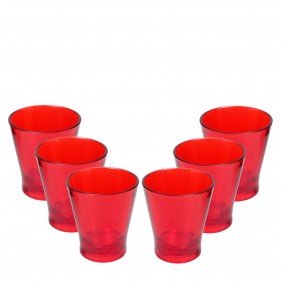 6 Copos Acrílico de Shot Roder 50ml Vermelho Translúcido