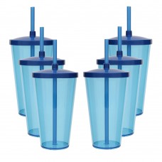 6 Copos Acrílico Twister Roder 500ml Azul Neon