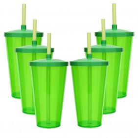 6 Copos Acrílico Twister Roder 500ml Verde Neon