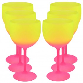 6 Taças Plástico de Gin Roder 560ml Degradê Amarelo Rosa