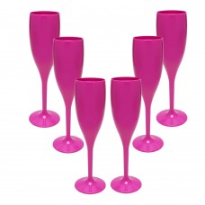 6 Taças Plástico de Espumante Roder 180ml Rosa Pink