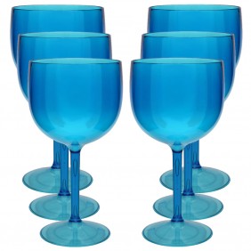 Kit 6 Taças de Gin Plástico Roder 560 ml  Azul  Neon